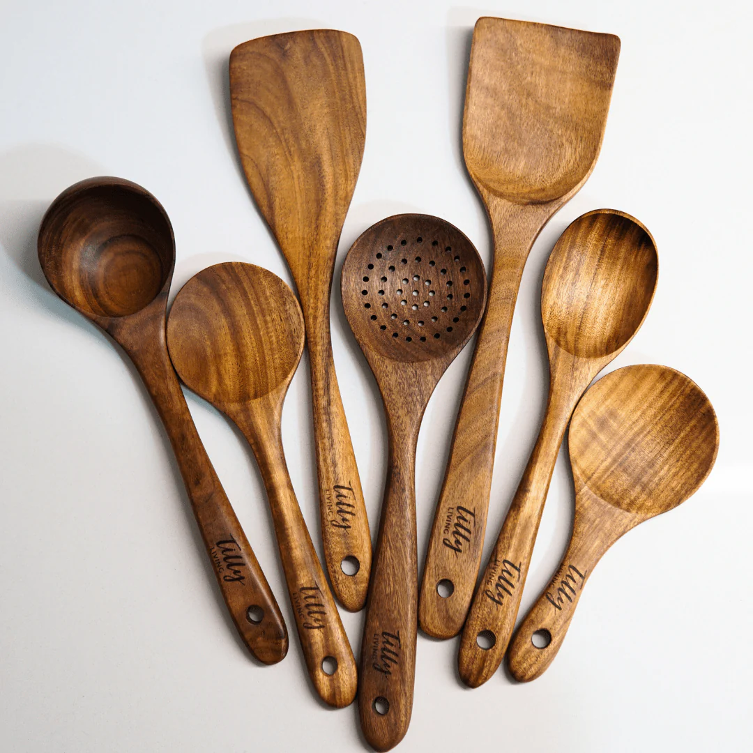 10 Piece Teak Wooden Utensil Set - Image 8